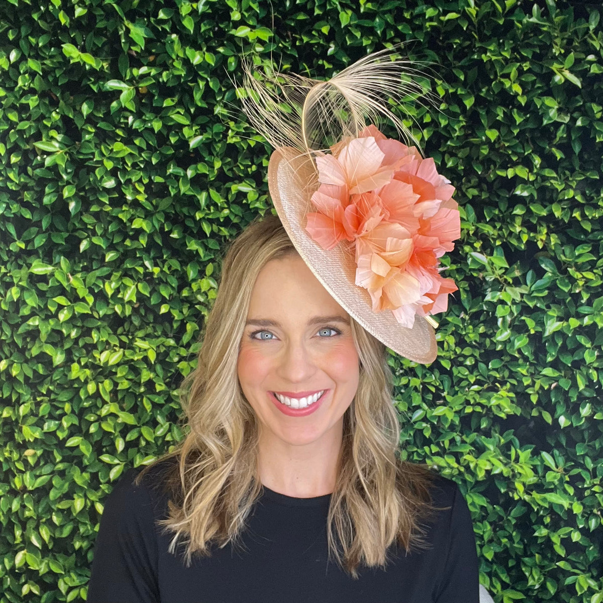 Karrie Coral and Tan Kentucky Derby Fascinator Hat