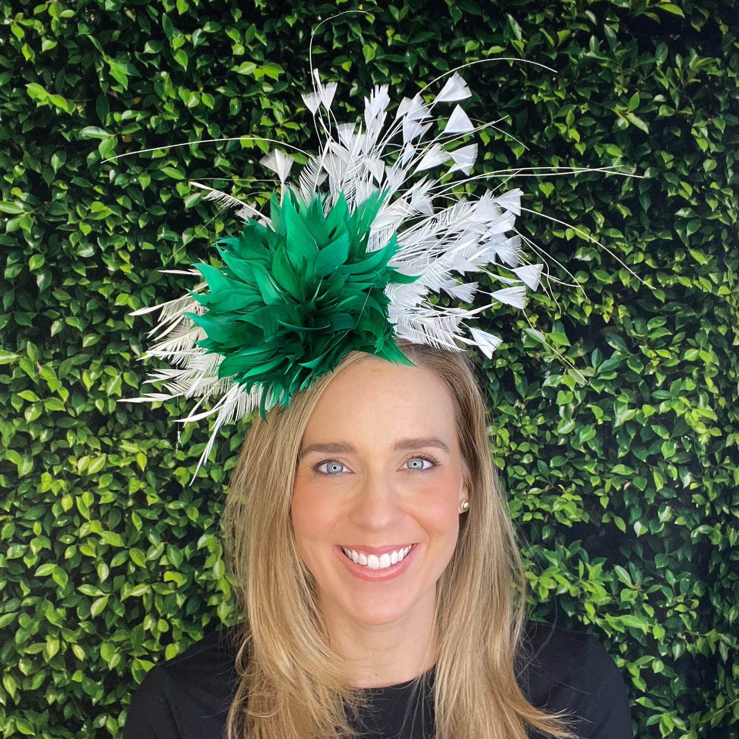 Regan Green and White Kentucky Derby Fascinator Hat