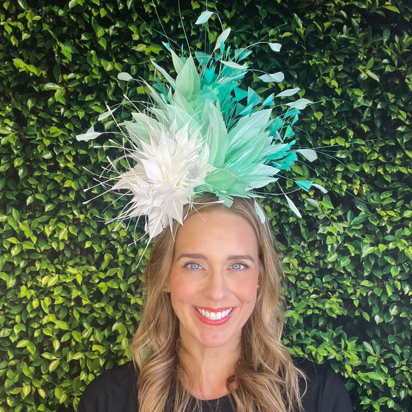 Noel White Mint and Emerald Green Kentucky Derby Fascinator Hat