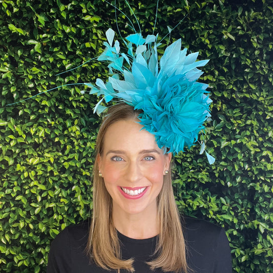 Charlotte Aqua Blue and Turquoise Kentucky Derby Fascinator Hat