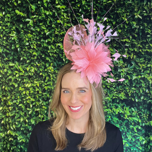 Ainsley Coral and Pink Lavender Kentucky Derby Fascinator Hat