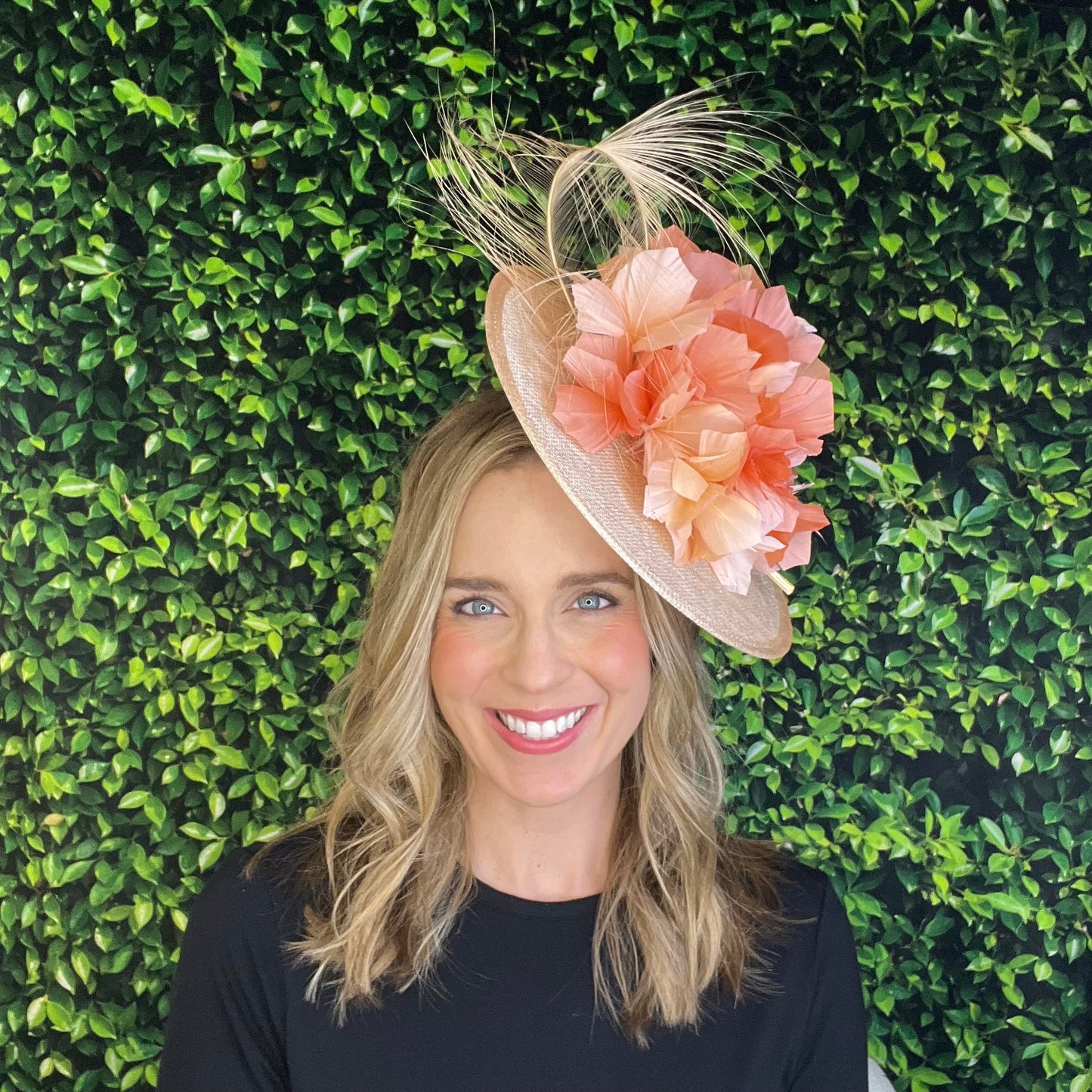 Karrie Coral and Tan Kentucky Derby Fascinator Hat
