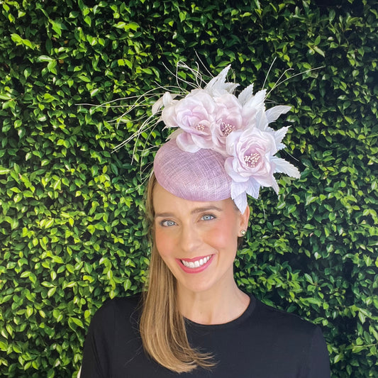 Sadie Lilac and White Kentucky Derby Fascinator Hat