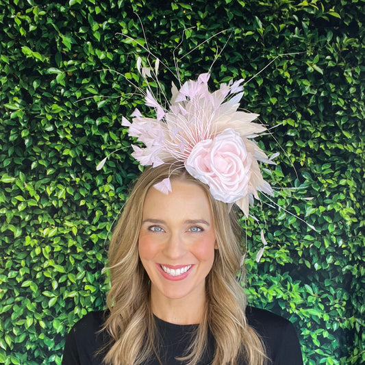 Kylie Pale Pink and Ivory Kentucky Derby Fascinator Hat