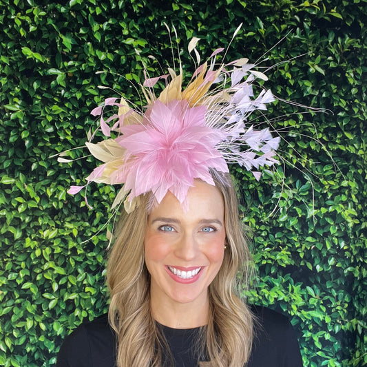 Ruth Pink and Butter Yellow Kentucky Derby Fascinator Hat
