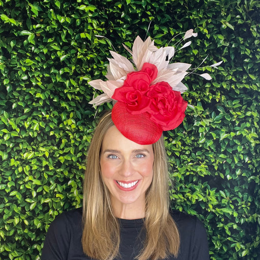 Terra Red and Tan Kentucky Derby Fascinator Hat