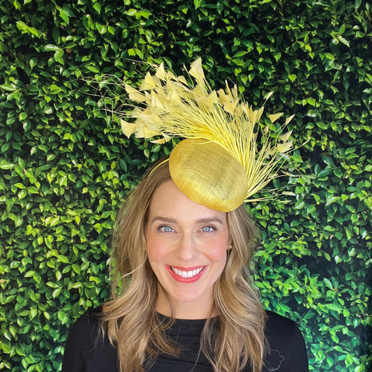 Greta Yellow Kentucky Derby Fascinator Hat